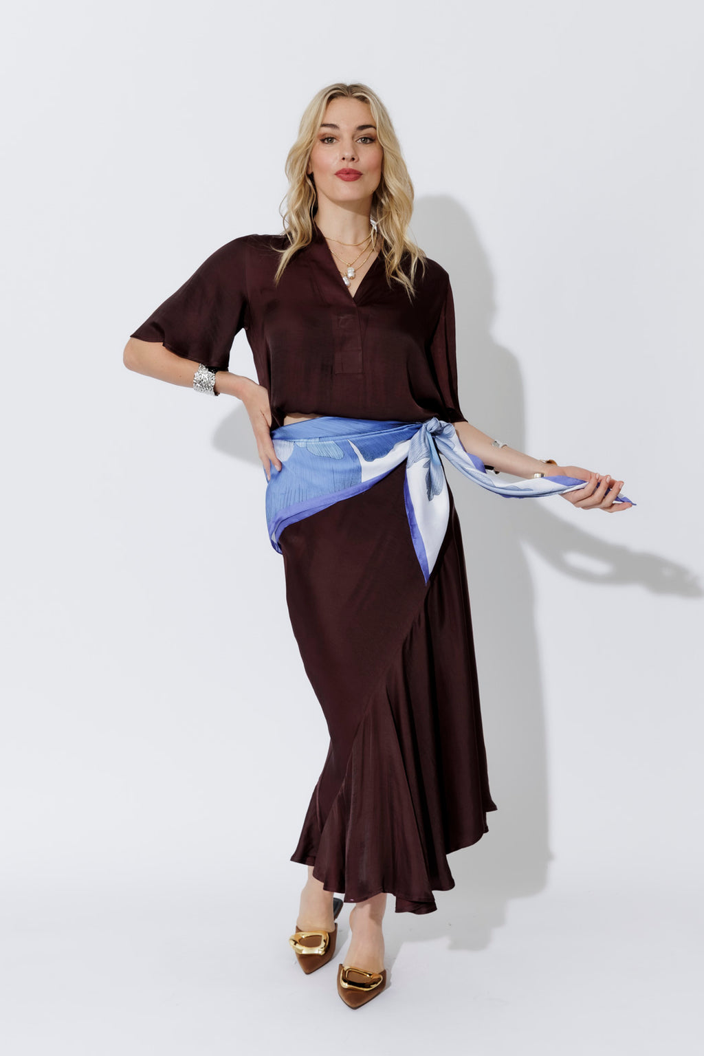 Chocolate Glow Flounce Skirt