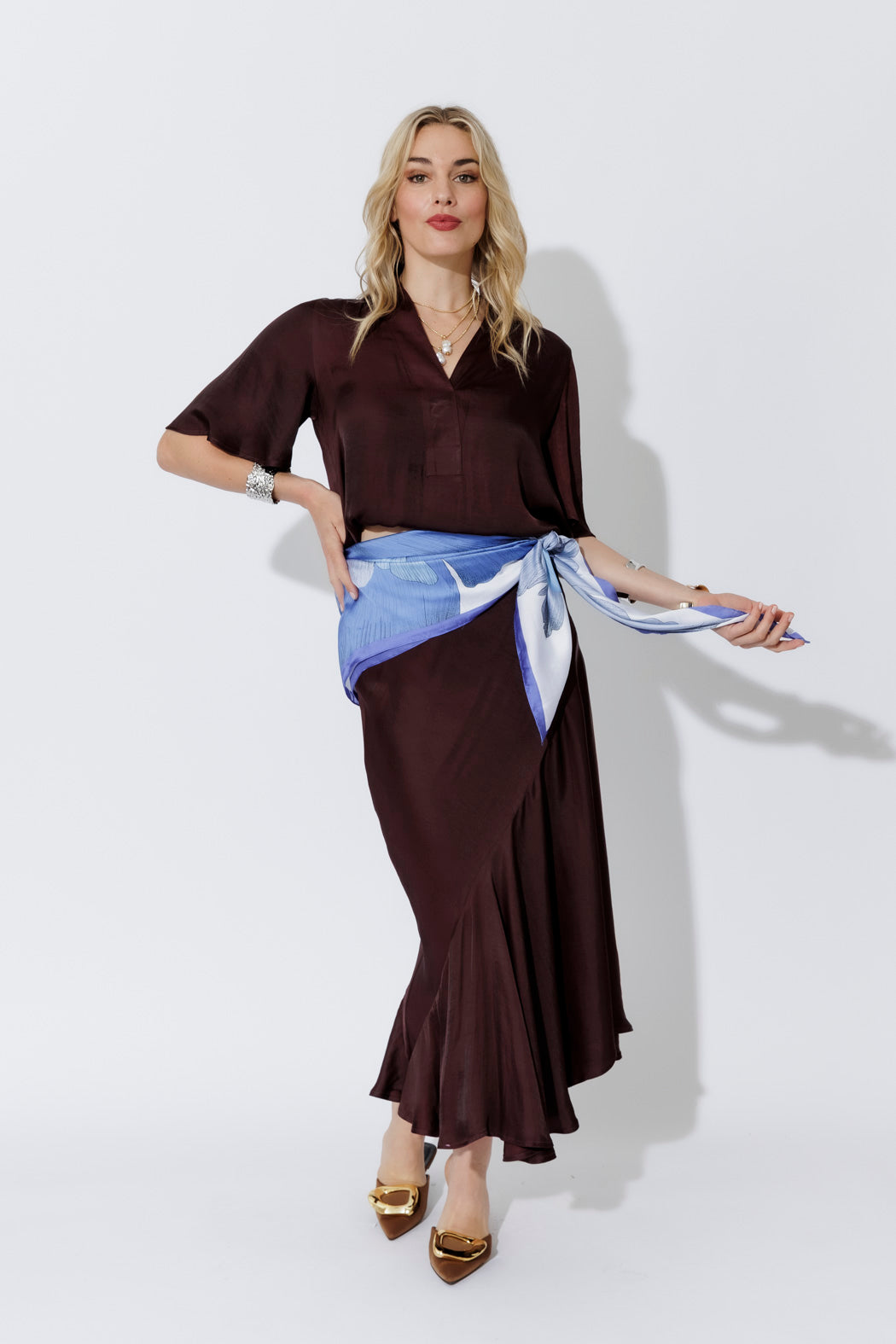 Chocolate Glow Flounce Skirt