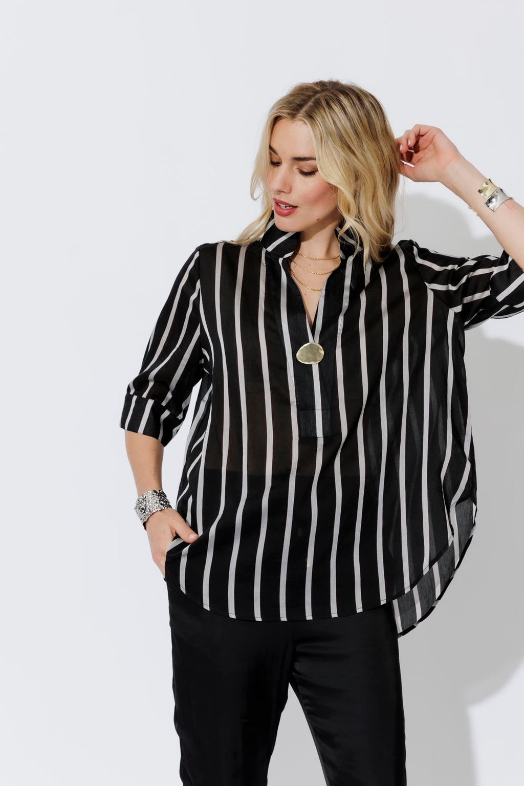 Black/Grey Oversized Blogger Shirt