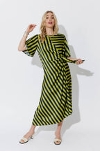 Navy/Chartreuse Fluted Harlow Dress