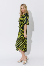 Navy/Chartreuse Fluted Harlow Dress