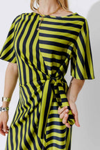Navy/Chartreuse Fluted Harlow Dress