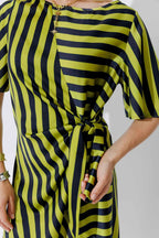 Navy/Chartreuse Fluted Harlow Dress