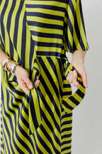 Navy/Chartreuse Fluted Harlow Dress