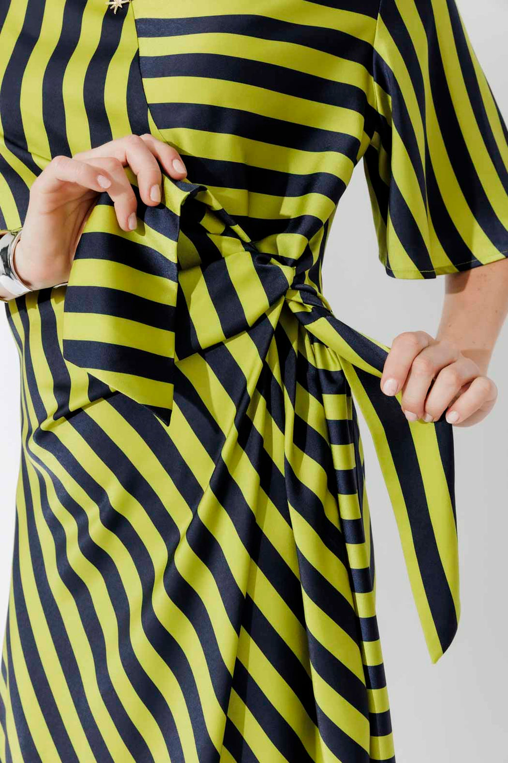 Navy/Chartreuse Fluted Harlow Dress