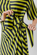 Navy/Chartreuse Fluted Harlow Dress