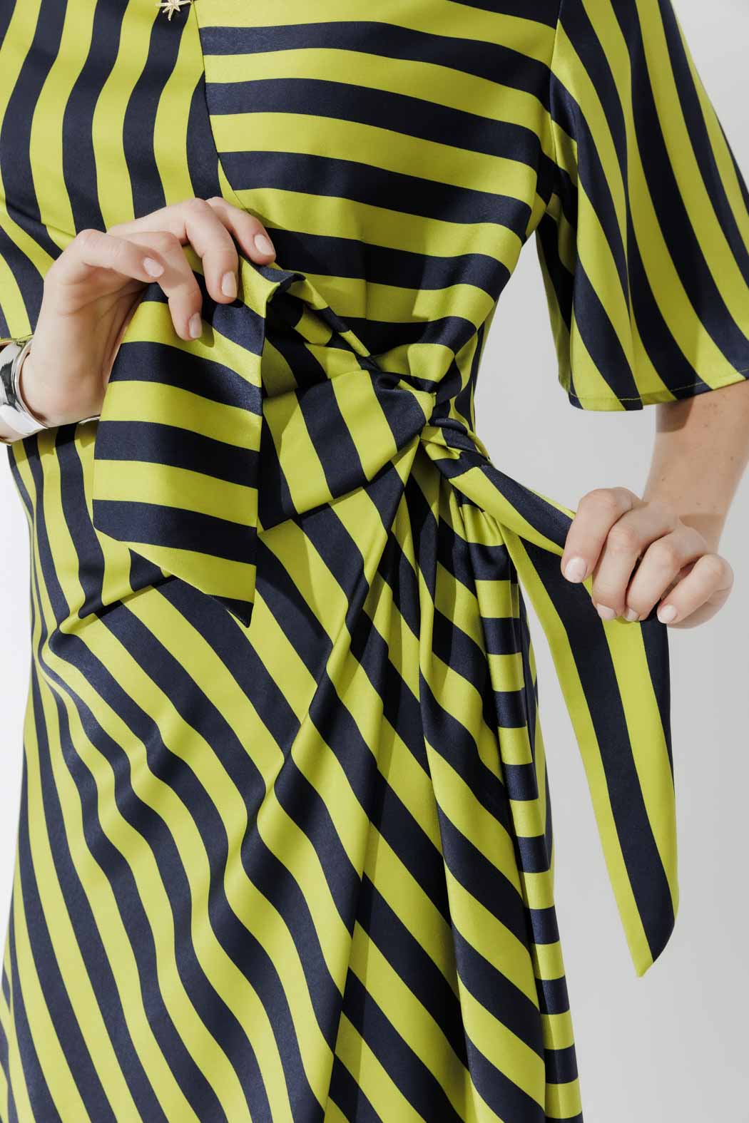 Navy/Chartreuse Fluted Harlow Dress