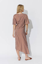 Blue/Tan Glow Fluted Harlow Dress