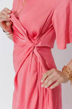 Coral Glow Fluted Harlow Dress