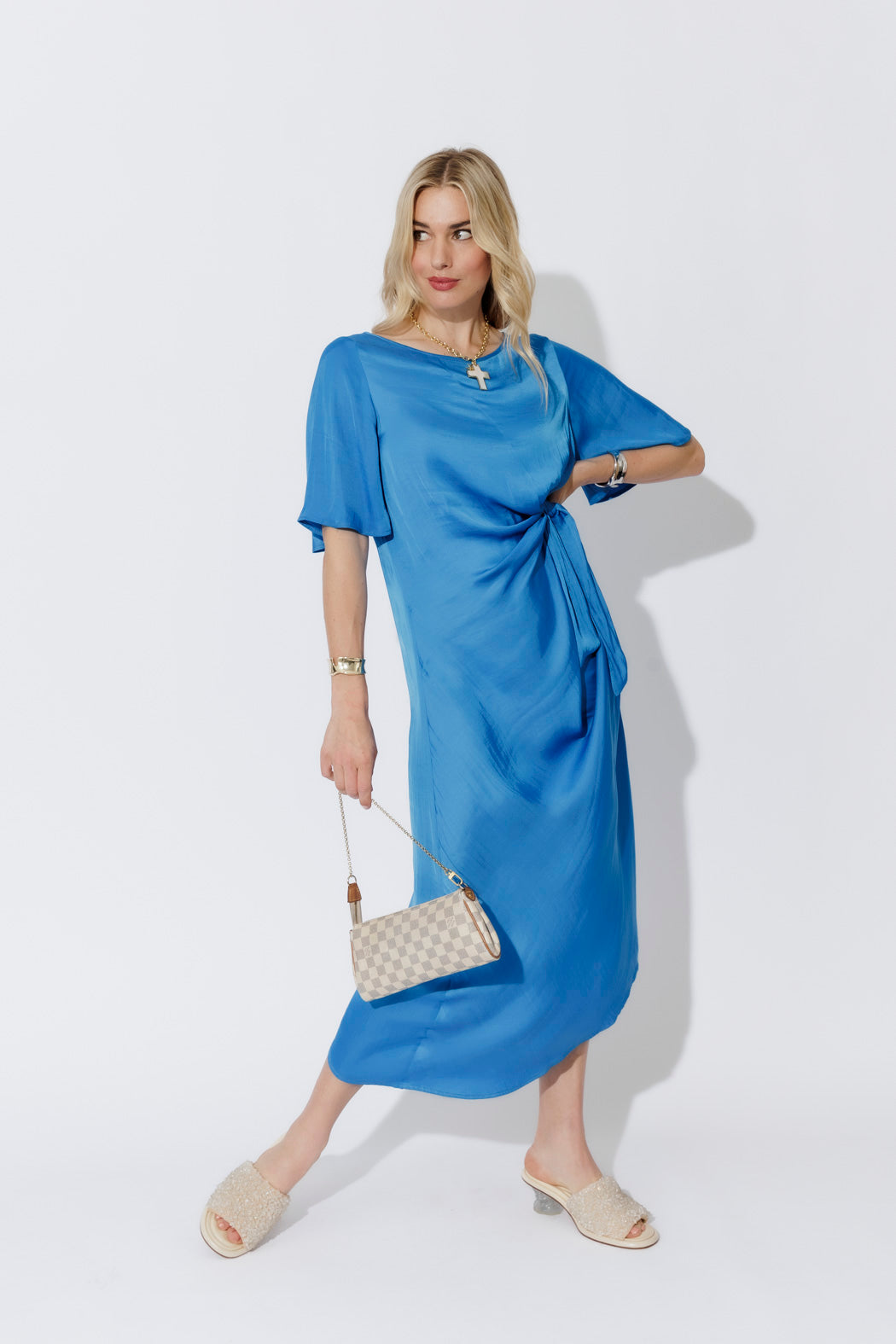 Electric Glow Fluted Harlow Dress