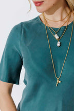 Teal Cupro Bias Top