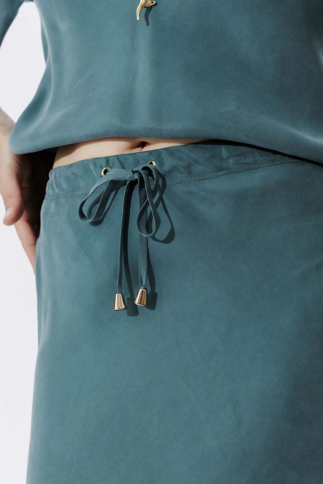 Teal Cupro Bias Skirt