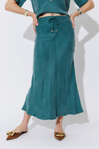 Teal Cupro Bias Skirt