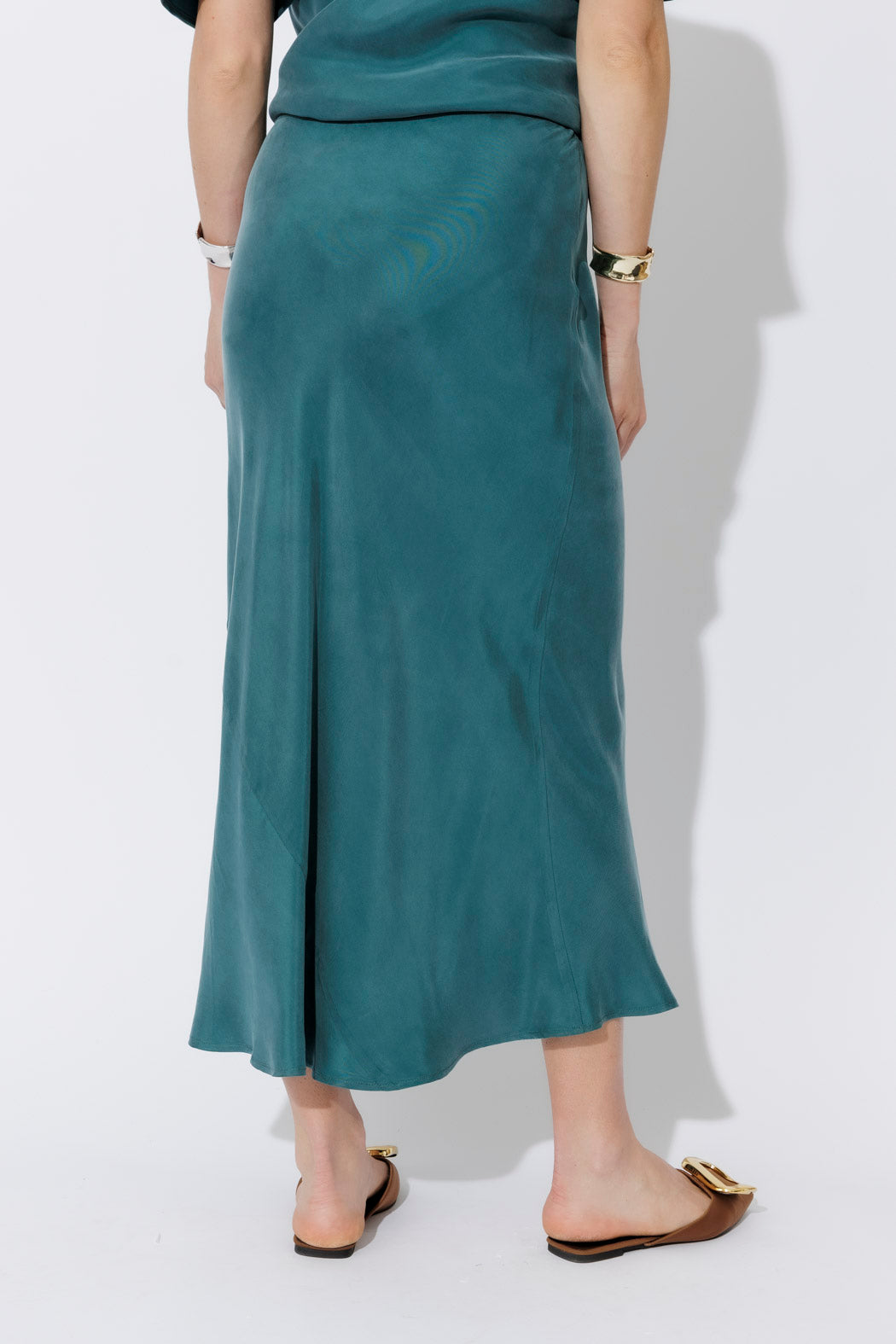 Teal Cupro Bias Skirt