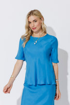 Cobalt Cupro Bias Top