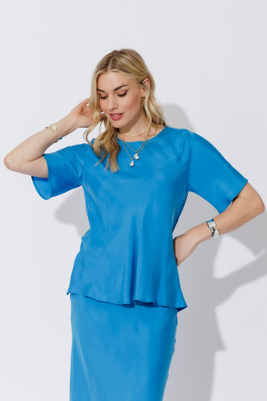 Cobalt Cupro Bias Top