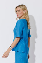 Cobalt Cupro Bias Top