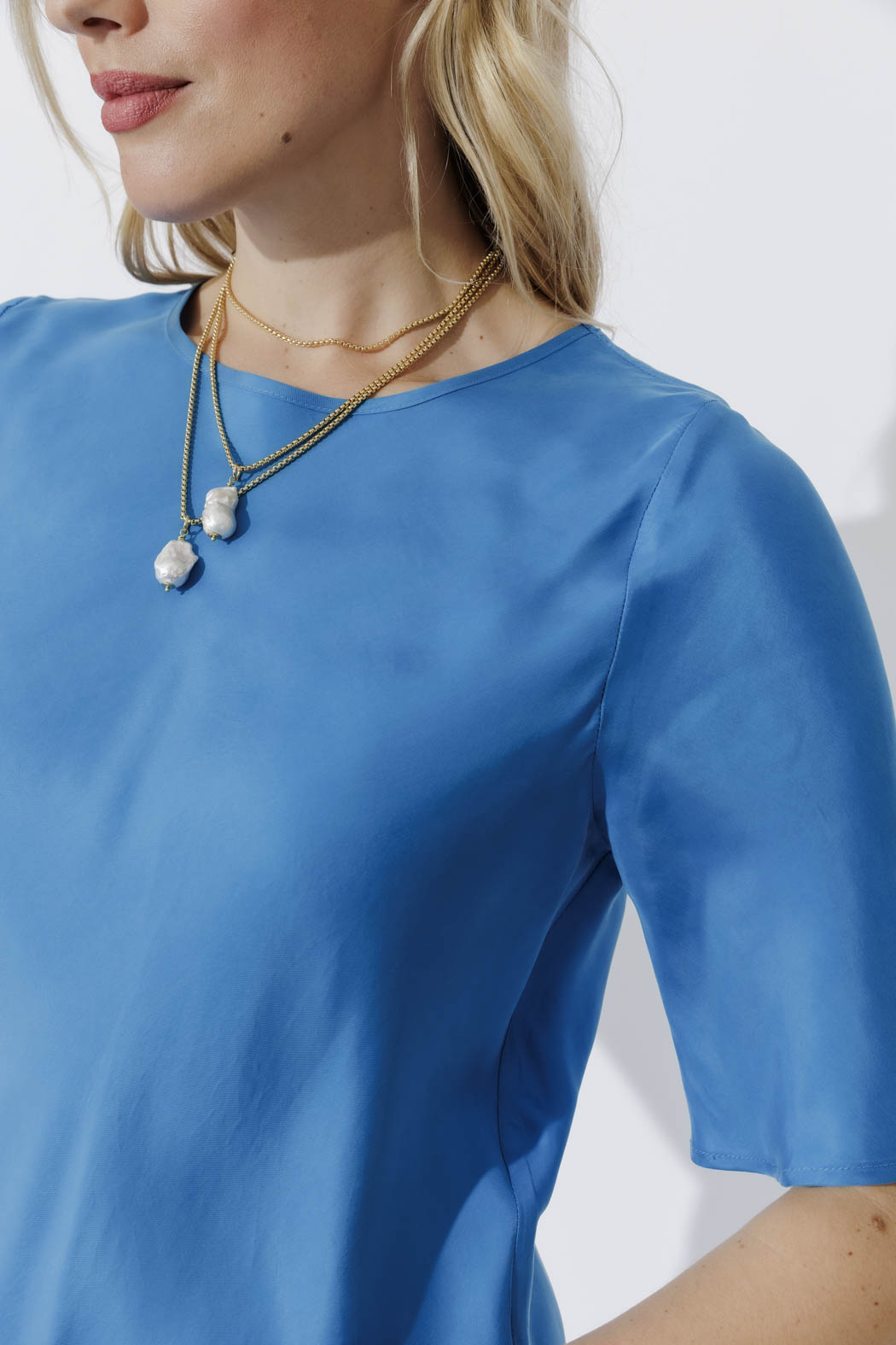 Cobalt Cupro Bias Top