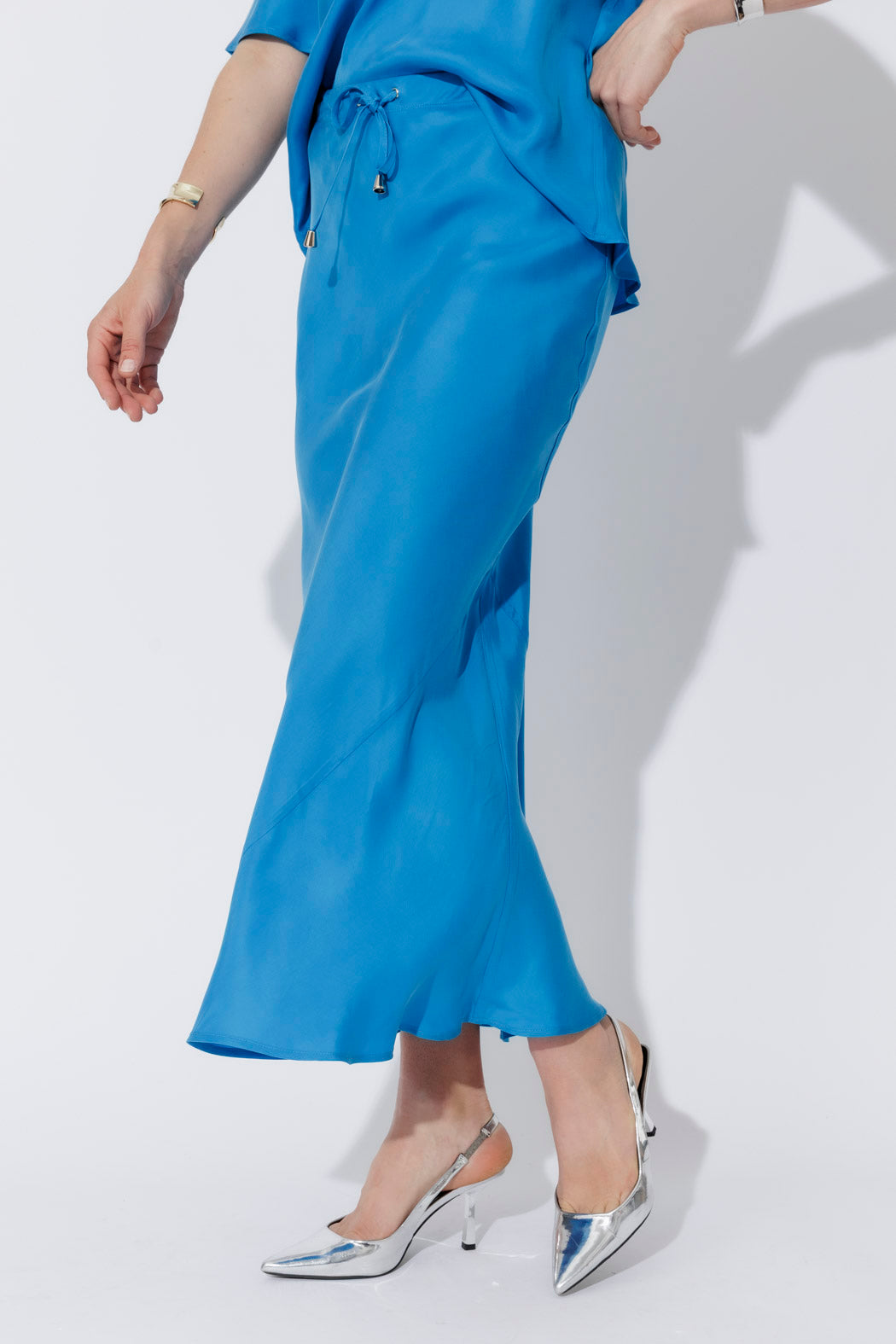 Cobalt Cupro Bias Skirt