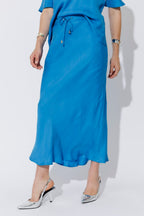 Cobalt Cupro Bias Skirt