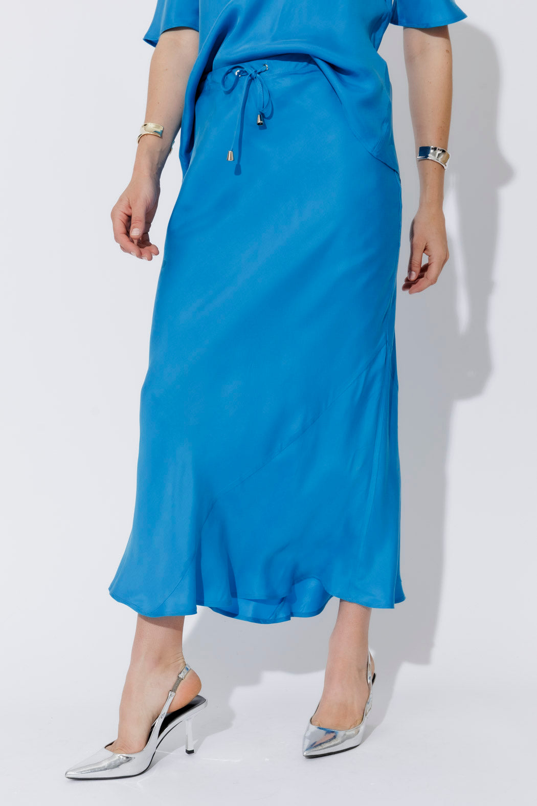 Cobalt Cupro Bias Skirt