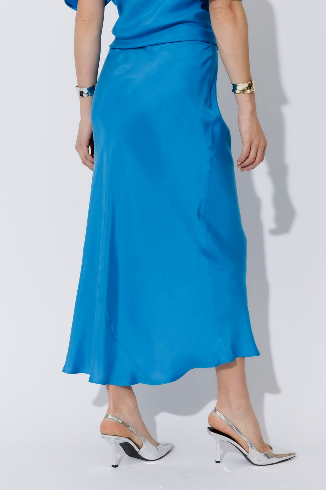 Cobalt Cupro Bias Skirt