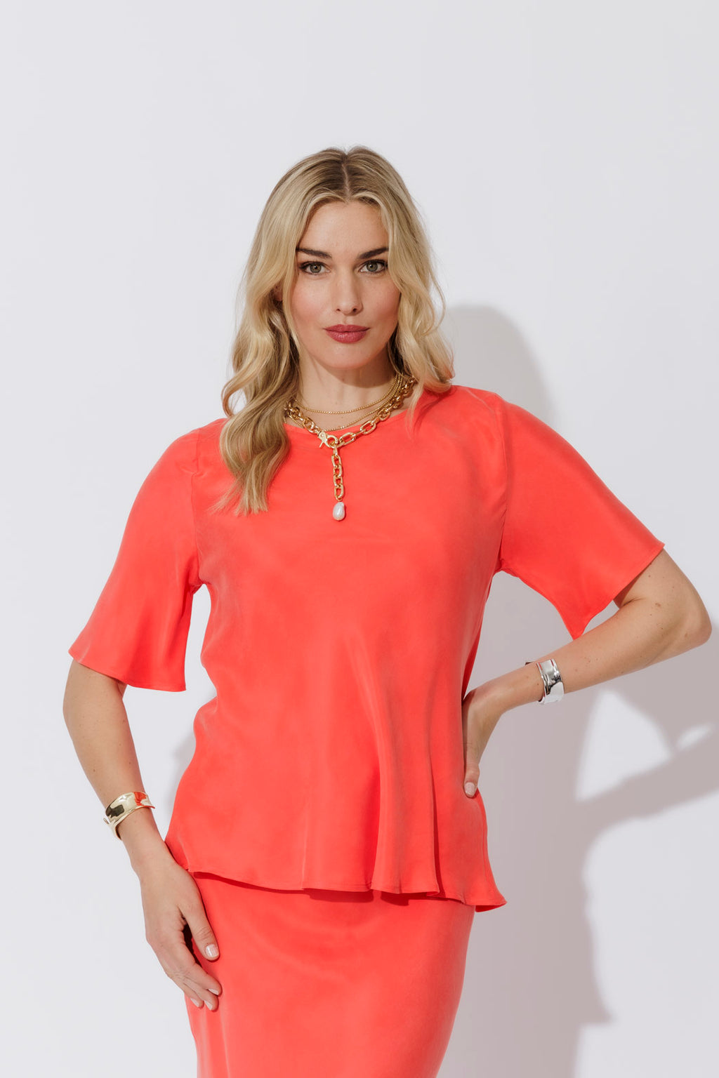 Orange Cupro Bias Top