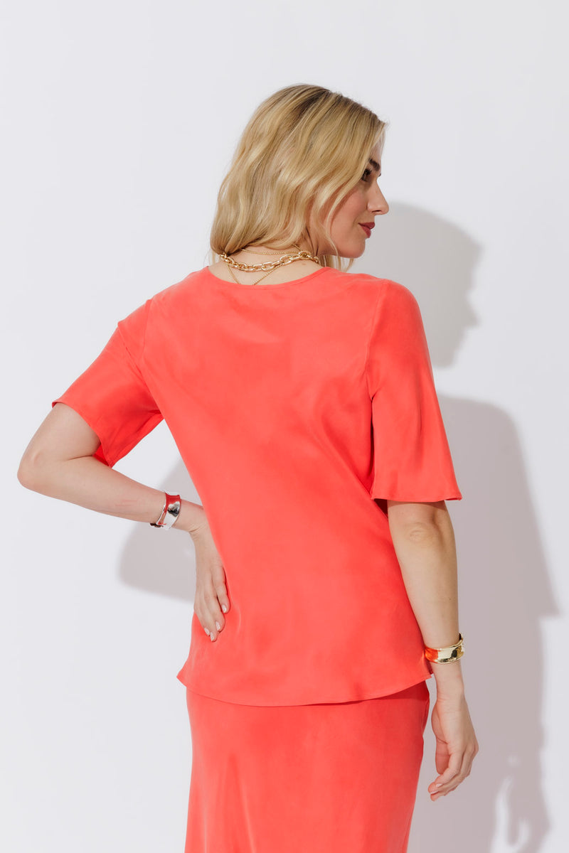 Orange Cupro Bias Top