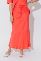 Orange Cupro Bias Skirt