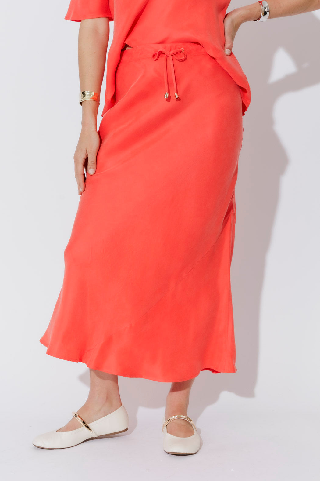 Orange Cupro Bias Skirt