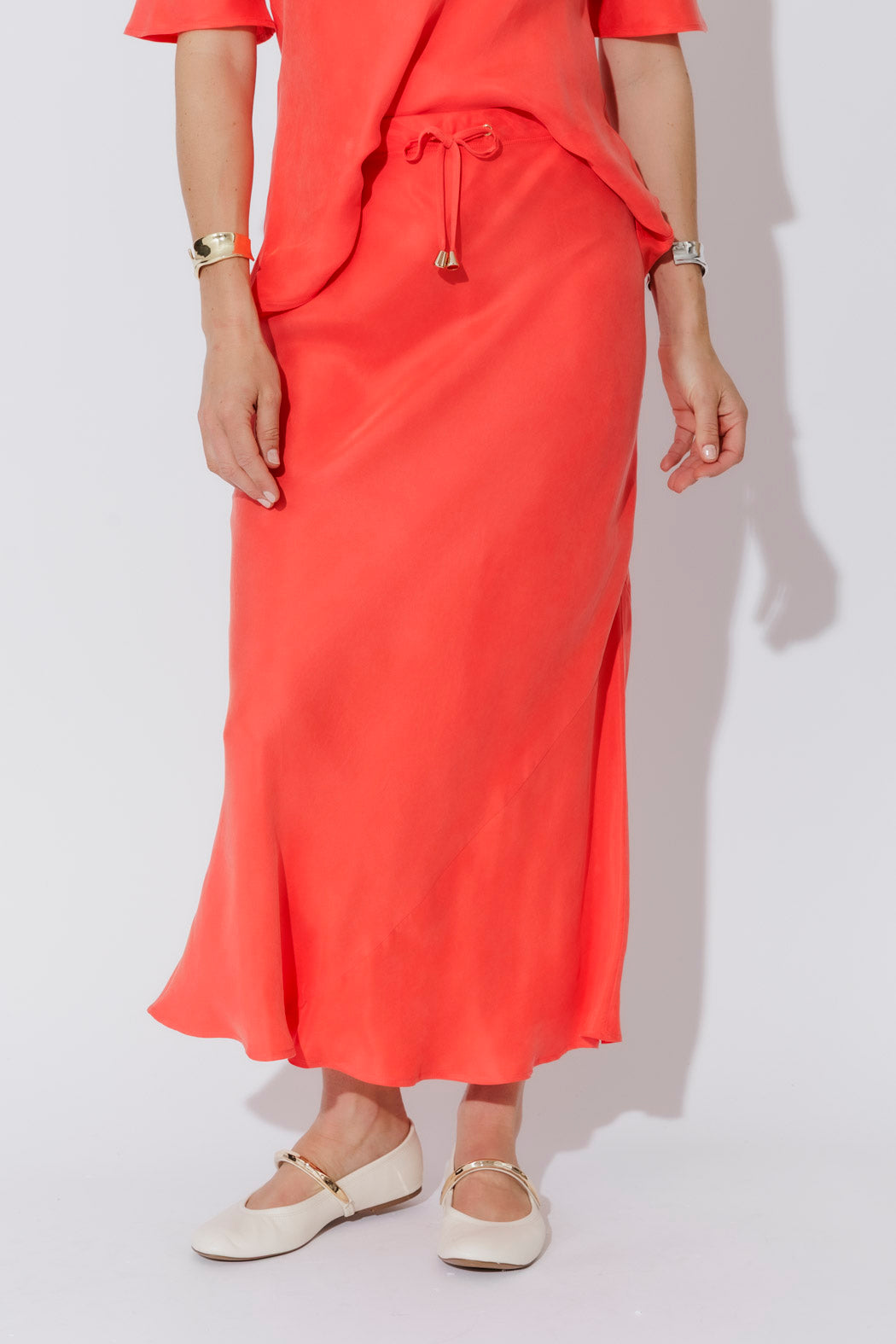 Orange Cupro Bias Skirt