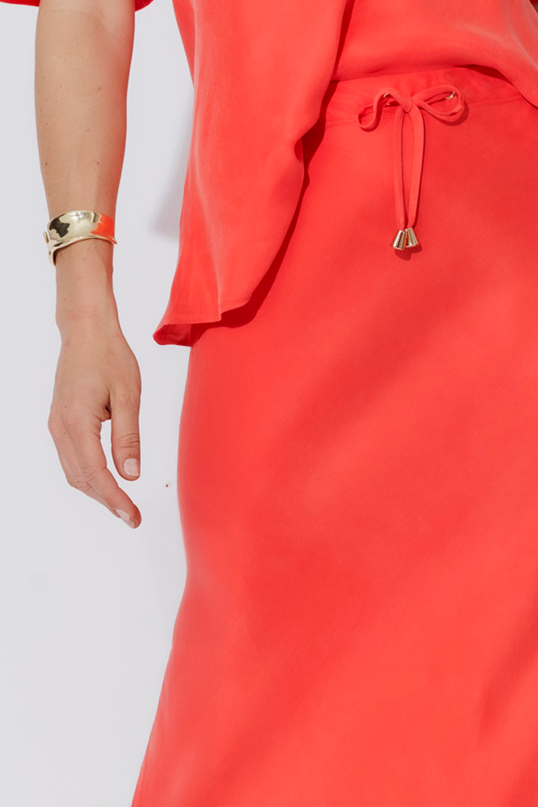 Orange Cupro Bias Skirt