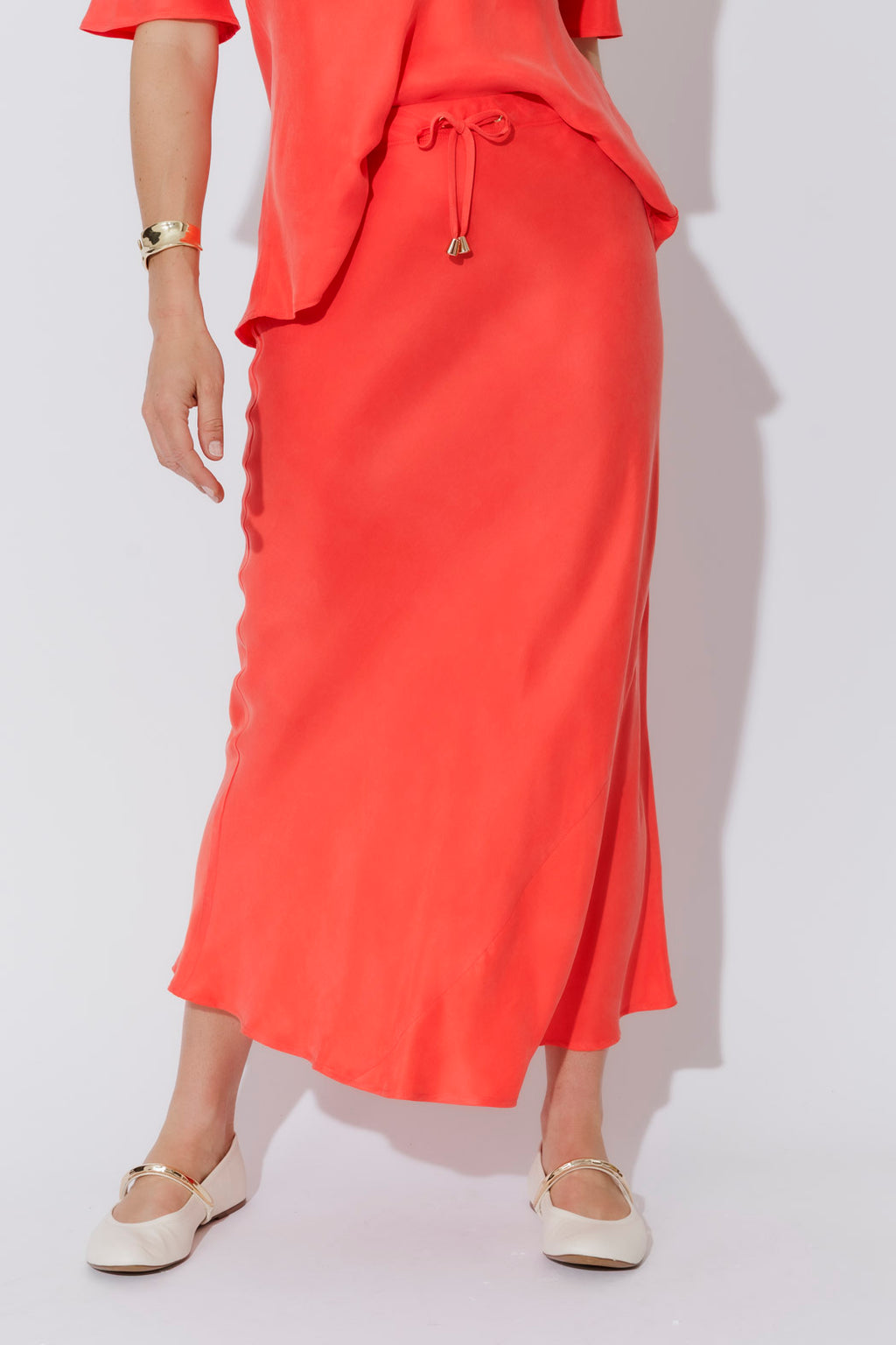 Orange Cupro Bias Skirt