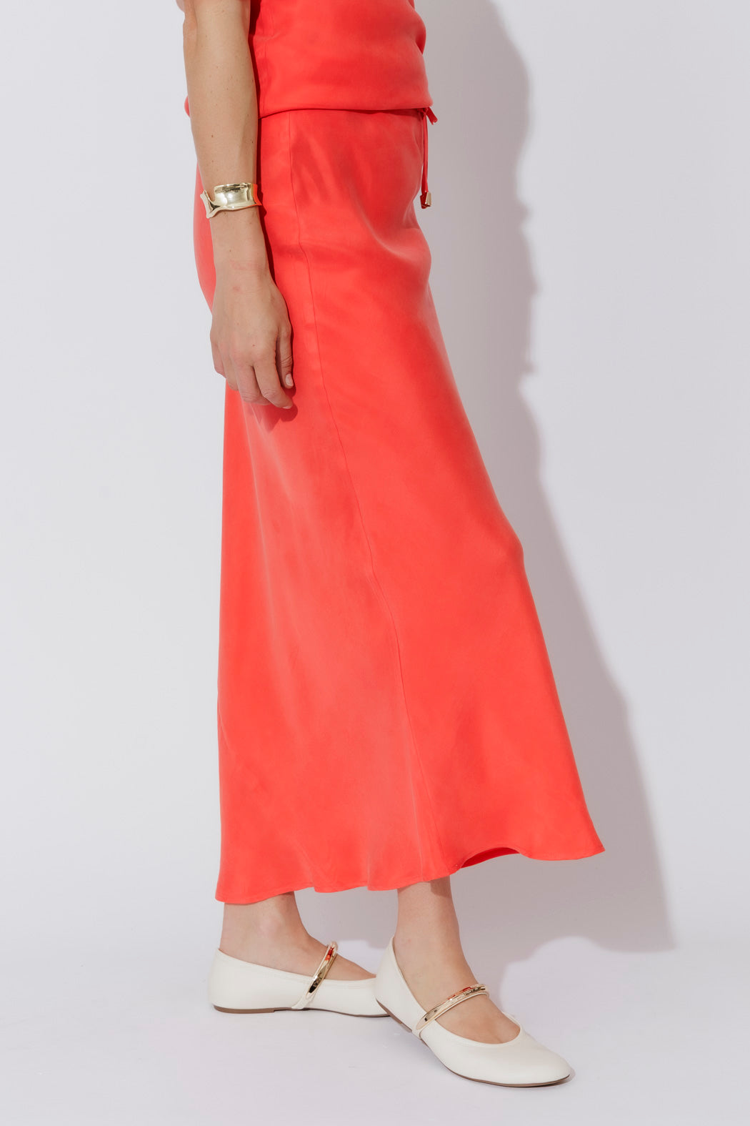 Orange Cupro Bias Skirt