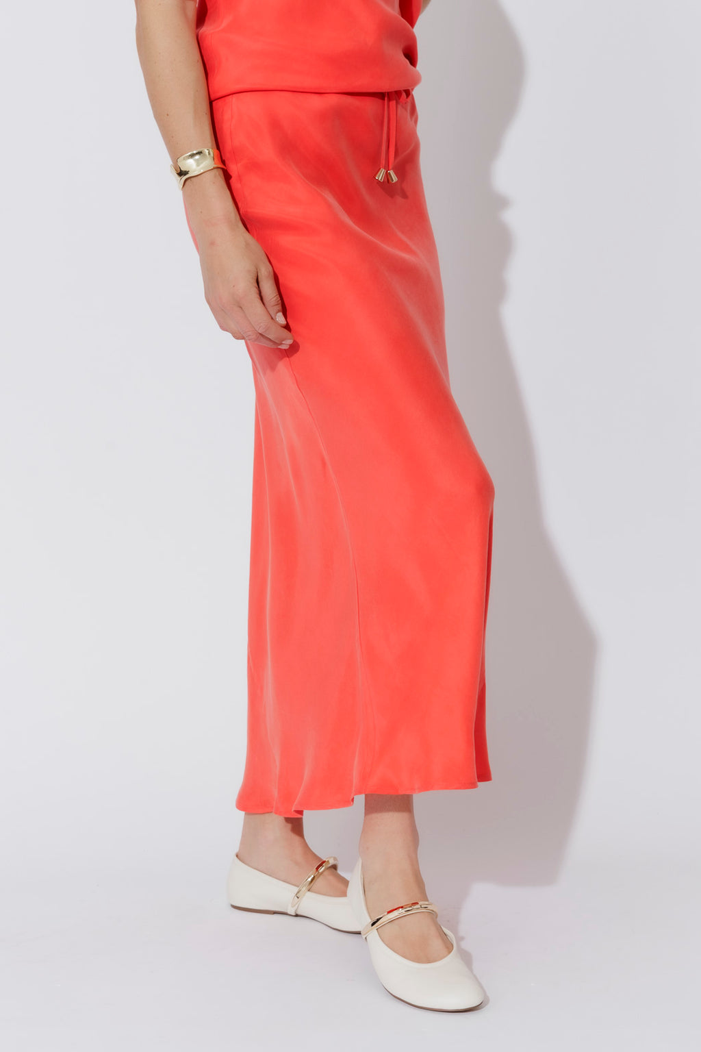Orange Cupro Bias Skirt