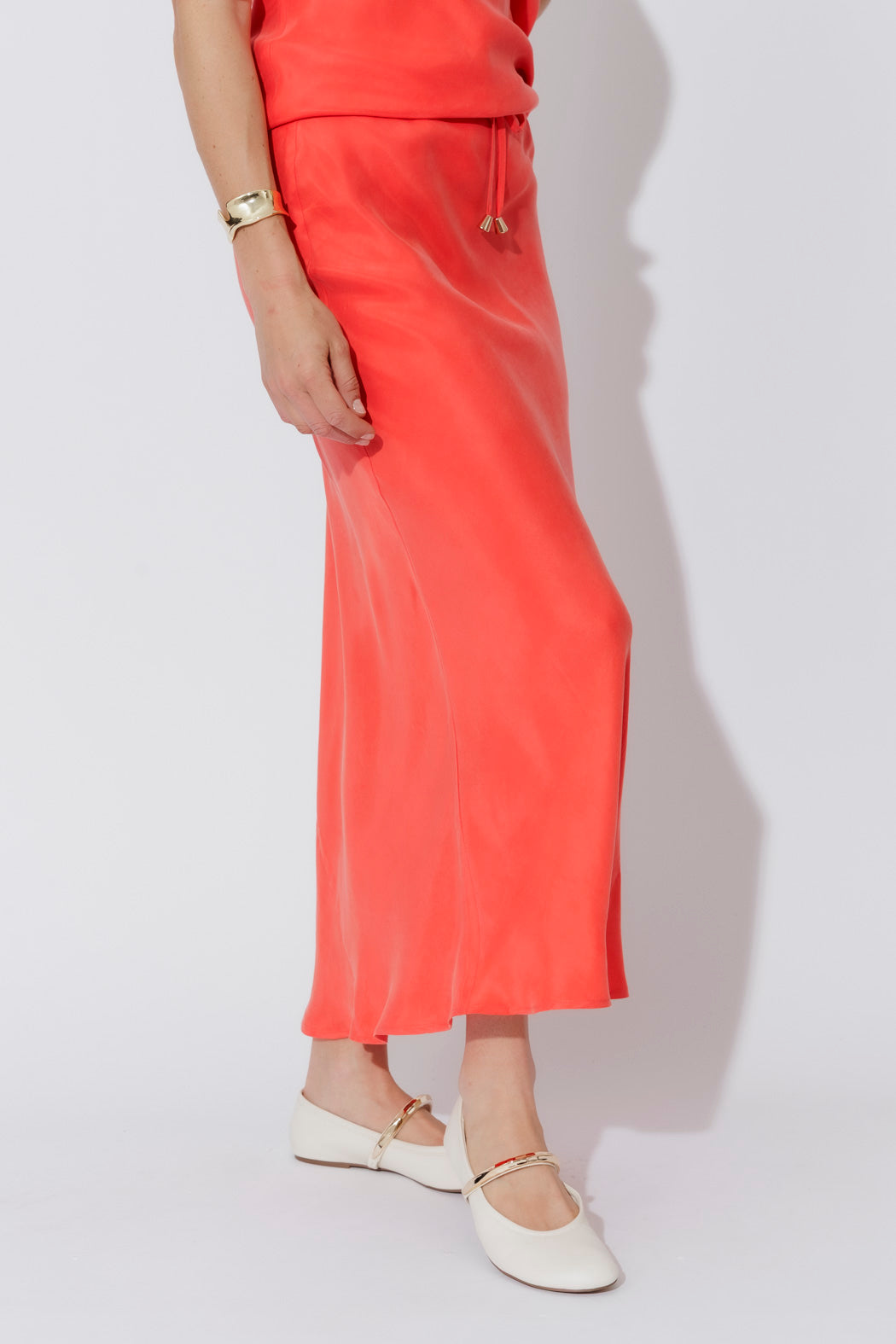 Orange Cupro Bias Skirt