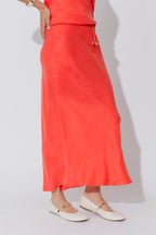 Orange Cupro Bias Skirt