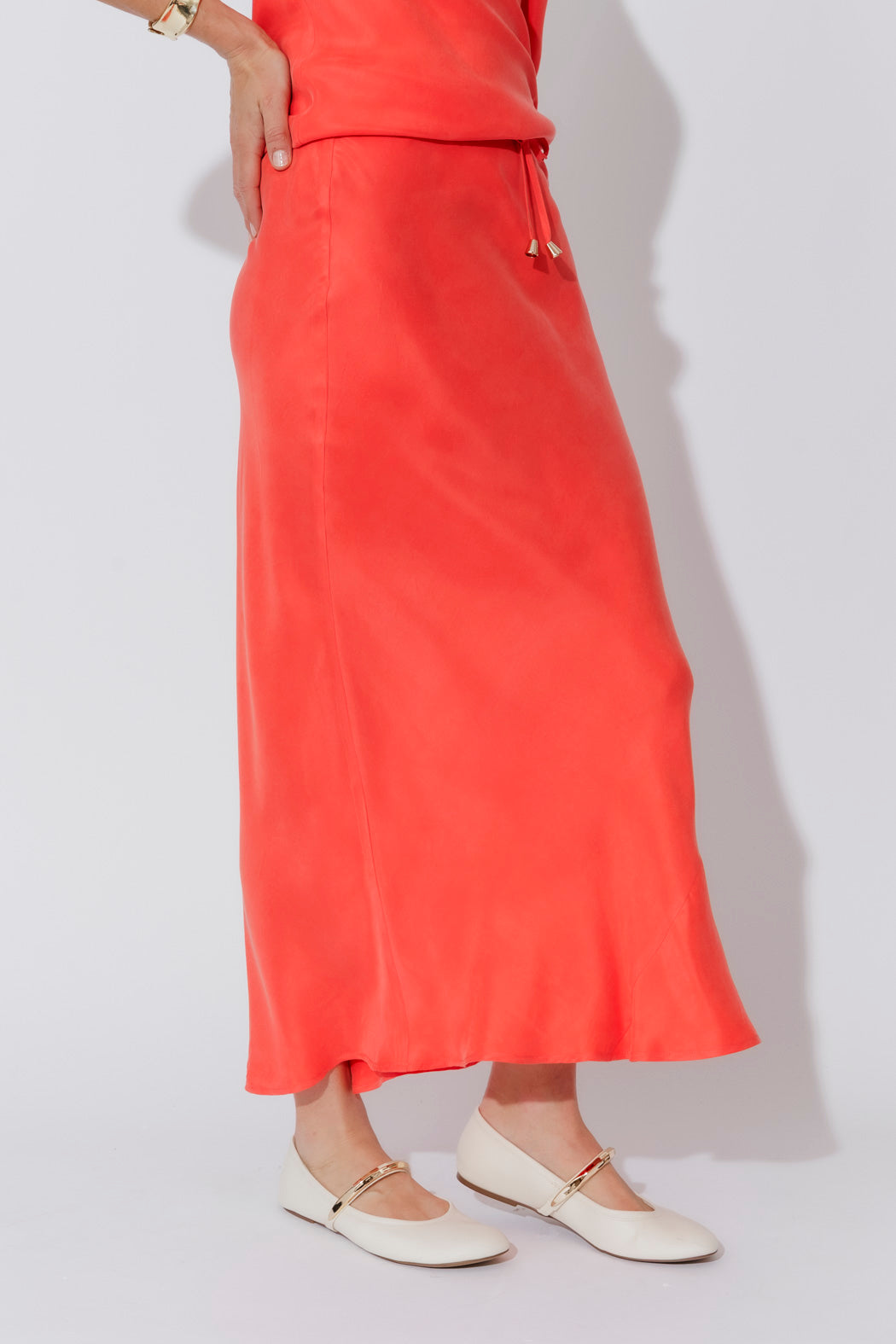 Orange Cupro Bias Skirt