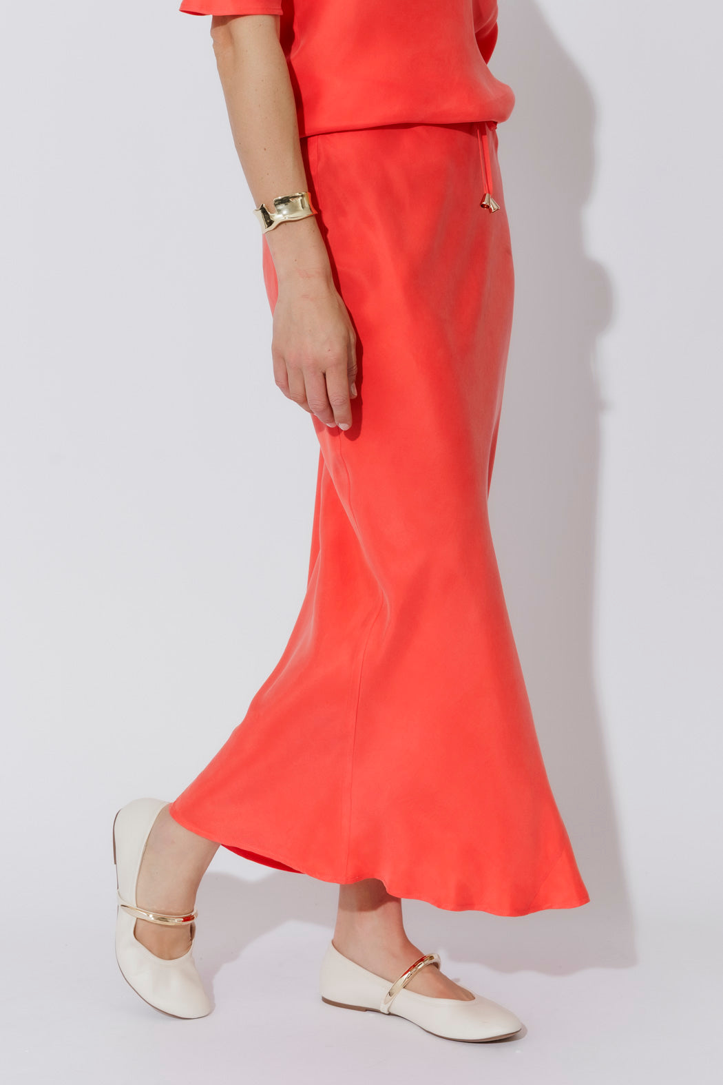 Orange Cupro Bias Skirt