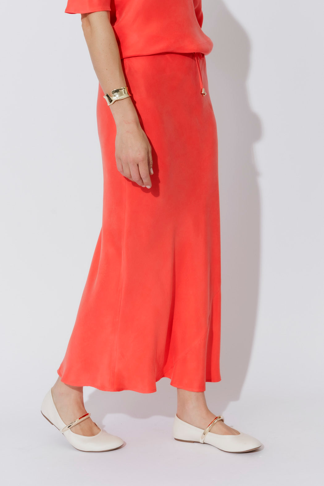 Orange Cupro Bias Skirt