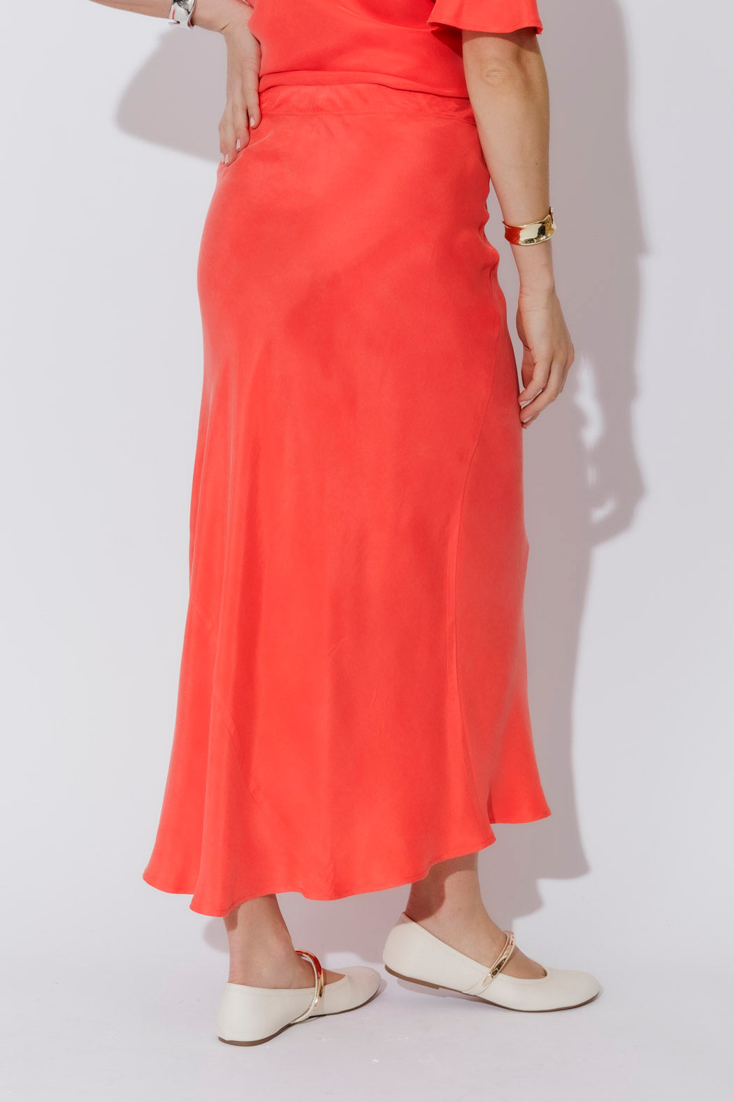 Orange Cupro Bias Skirt