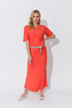 Orange Cupro Bias Skirt