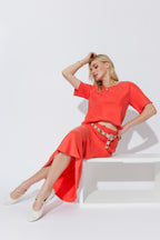 Orange Cupro Bias Skirt