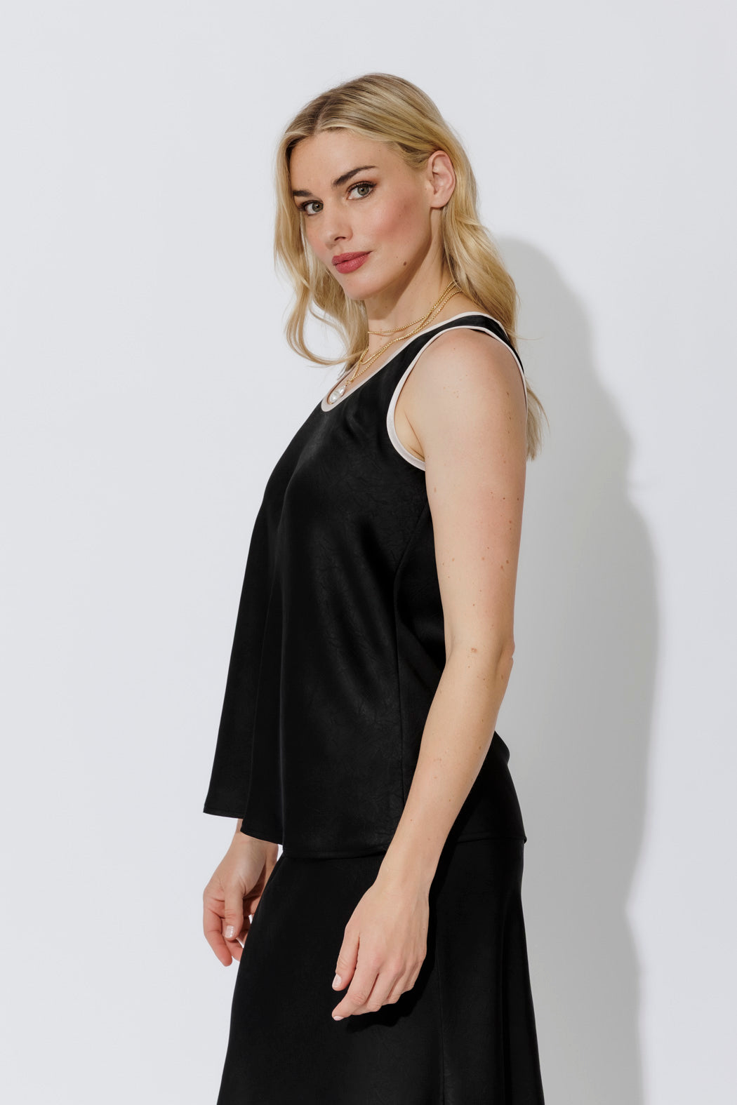 Black Trim Bias Cami