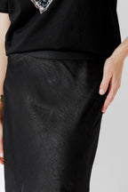 Black Embossed Bias Skirt