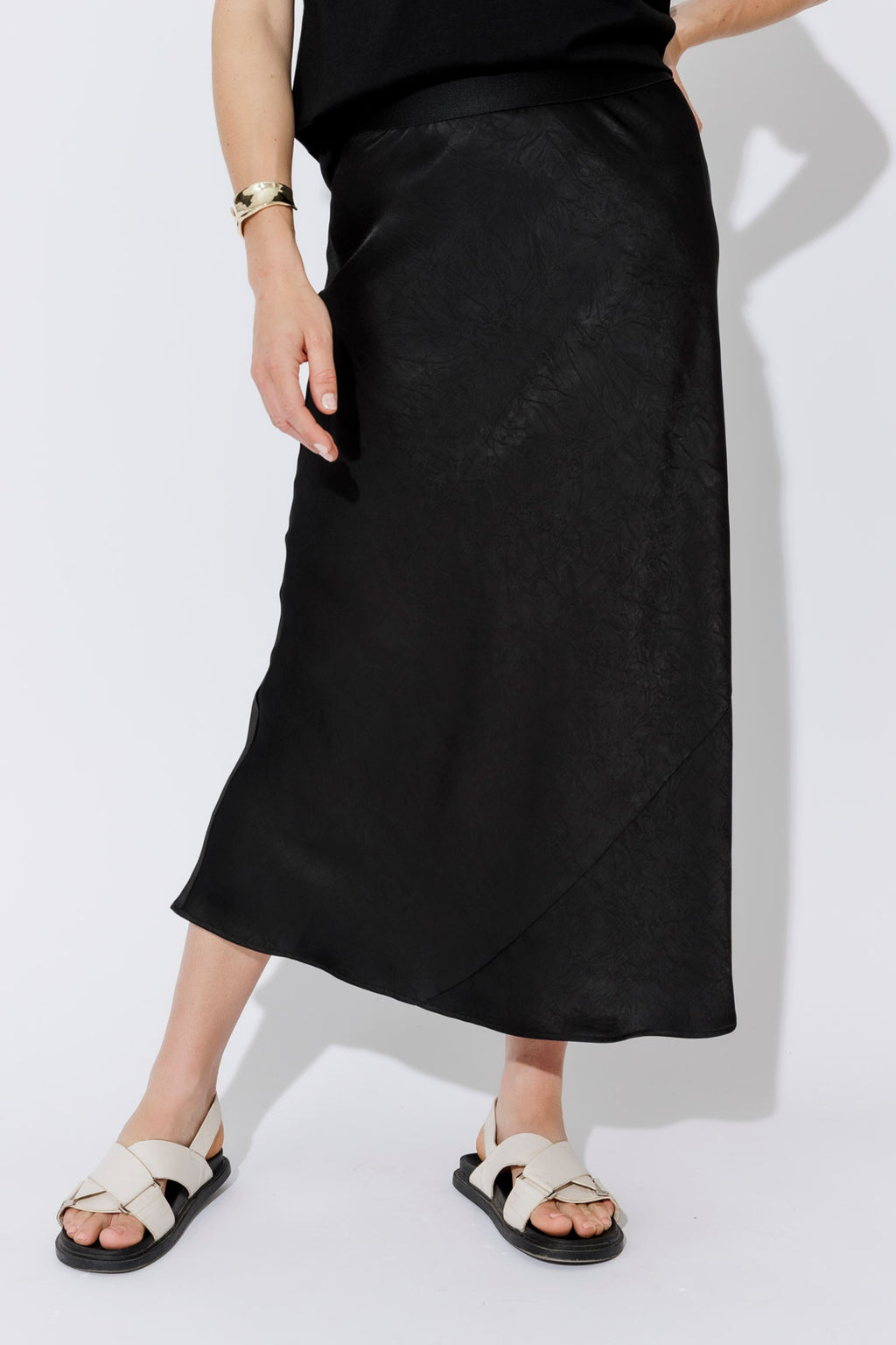Black Embossed Bias Skirt