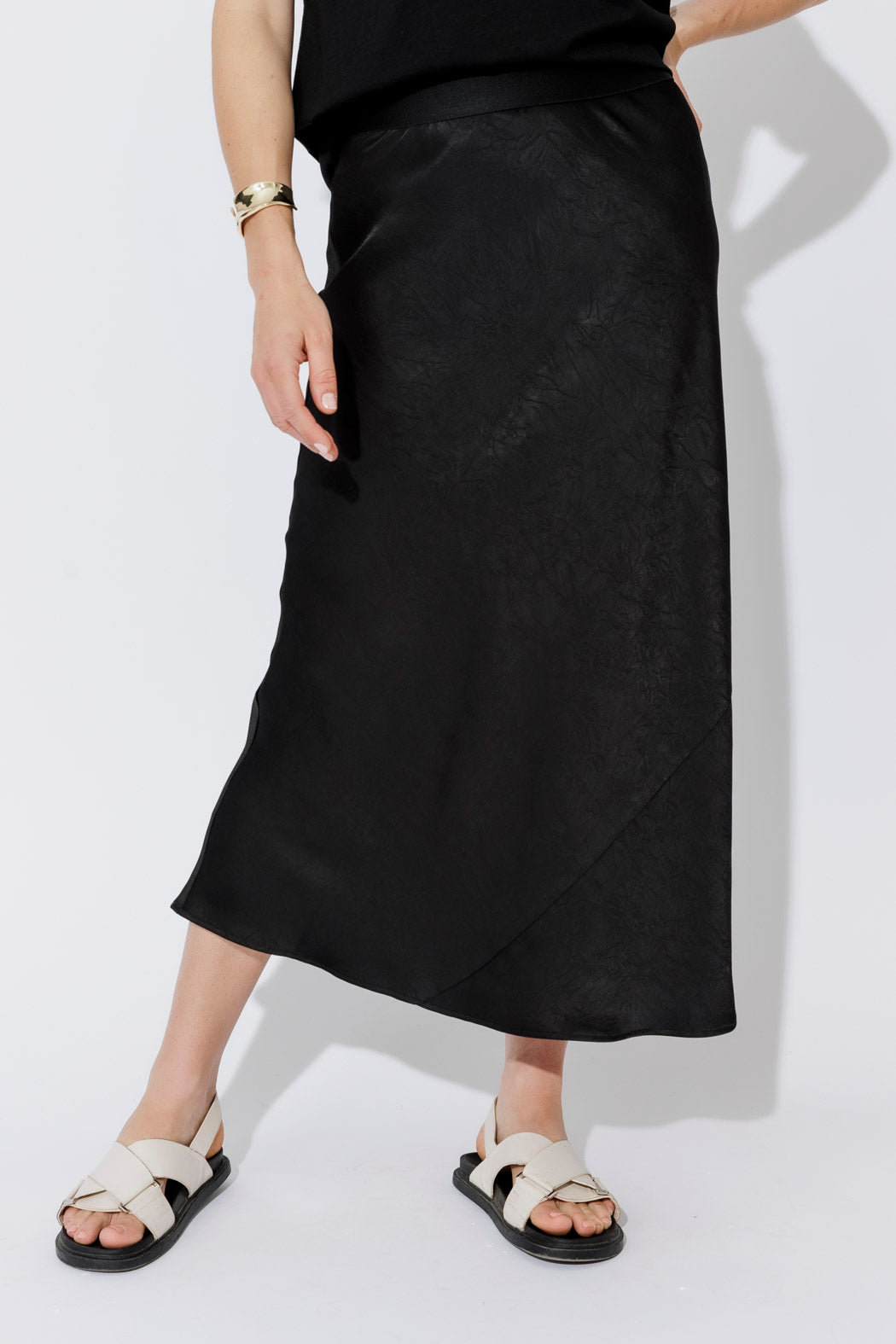 Black Embossed Bias Skirt