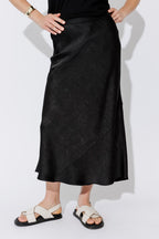 Black Embossed Bias Skirt