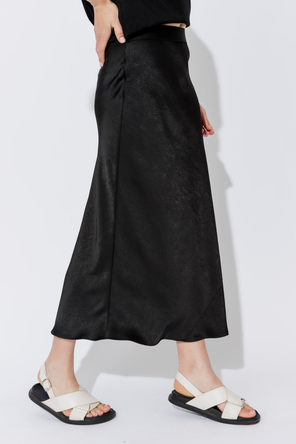 Black Embossed Bias Skirt