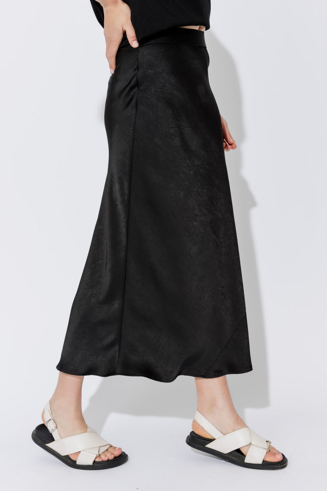 Black Embossed Bias Skirt